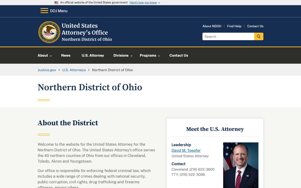 U.S. Attorney Northern District of Ohio federal arrest records for Stark County