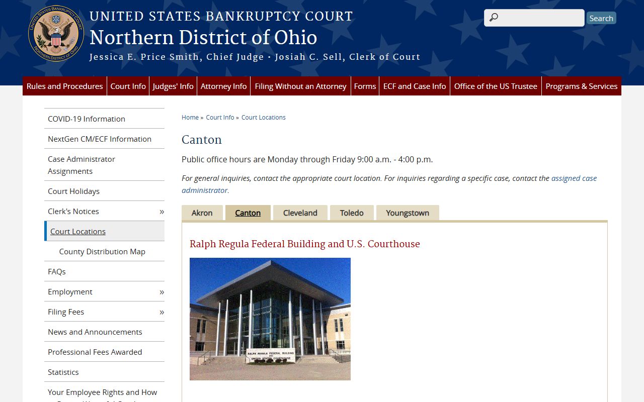 Stark County federal court records U.S. Bankruptcy Court Canton location