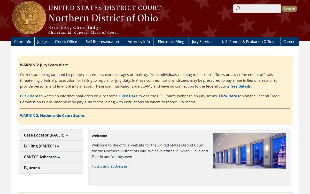 U.S. District Court Northern District of Ohio court records for Stark County federal cases