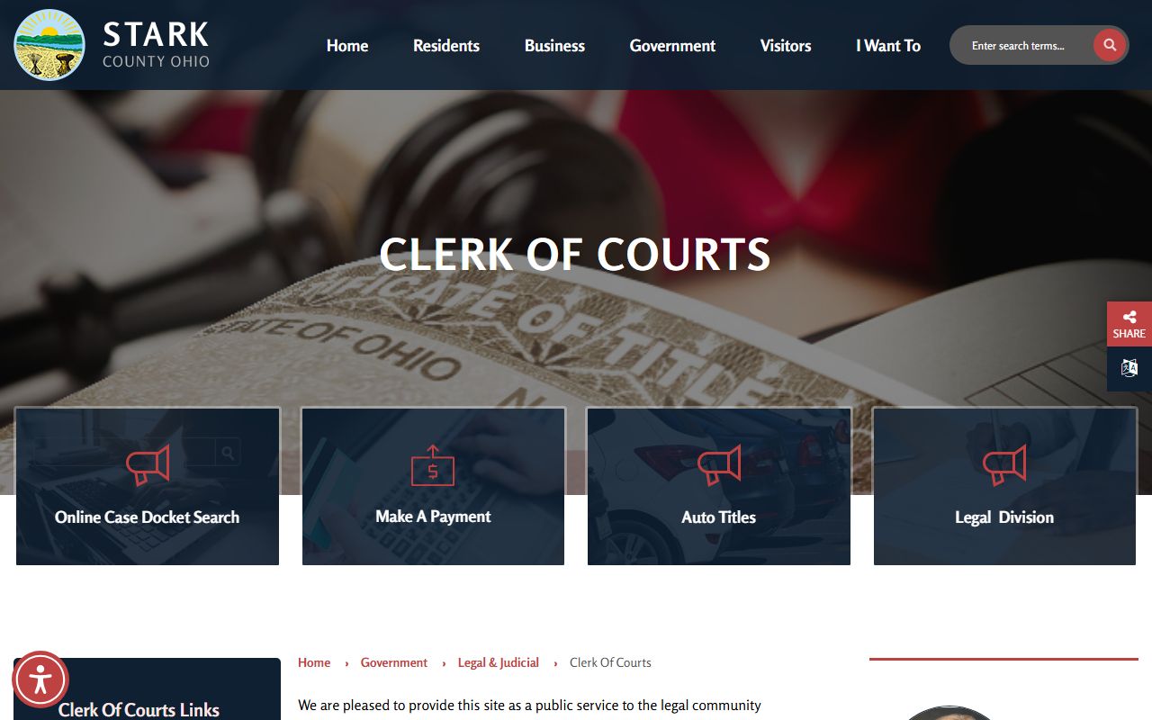 Stark County Clerk of Courts records page