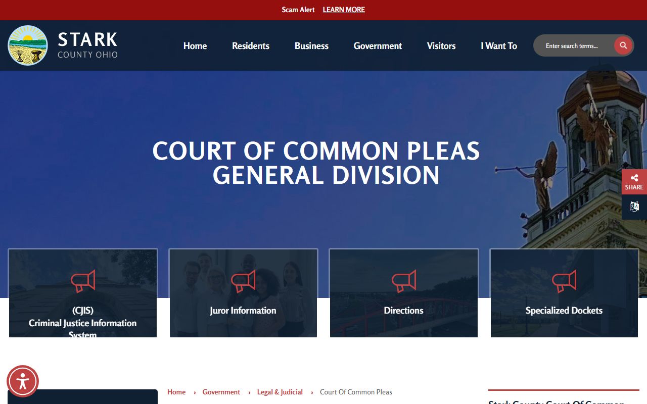 Stark County Court of Common Pleas court records page