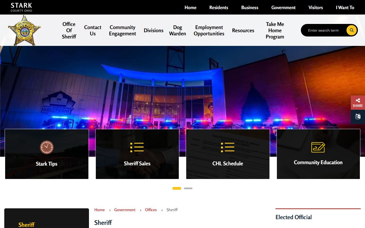 Stark County Sheriff Office page for inmate and court records