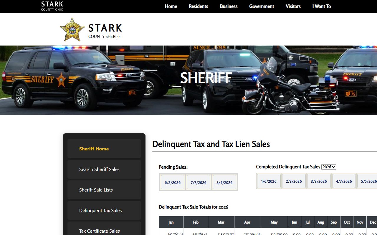 Stark County delinquent tax sales search on the Stark County Sheriff site