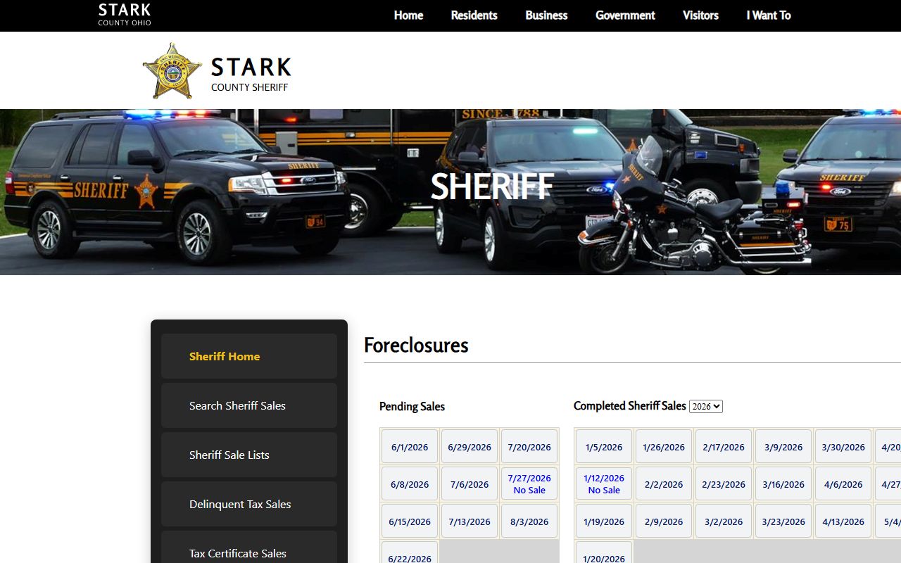 Stark County Sheriff foreclosure sales search on the Stark County sheriff sale site